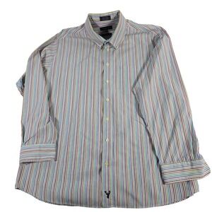 VIYELLA Mens XL Classic Fit Button Down Striped Long Sleeve Shirt Deer Logo